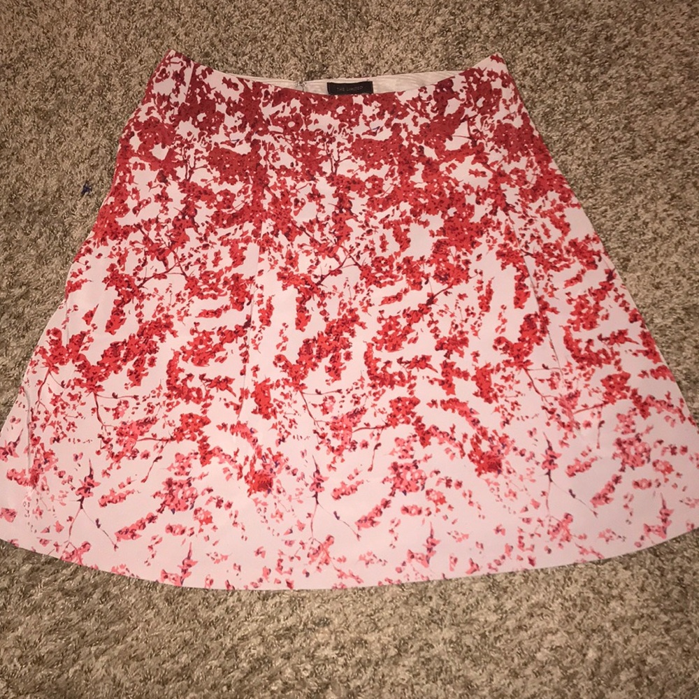 The Limited Pink and Red Floral A-Line Skirt